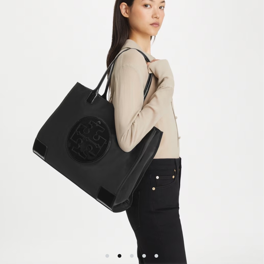 Tory Burch Ella Patent Black Tote Bag